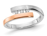 1/20 Carat (ctw) Diamond Bypass Ring in Rose Plated Sterling Silver